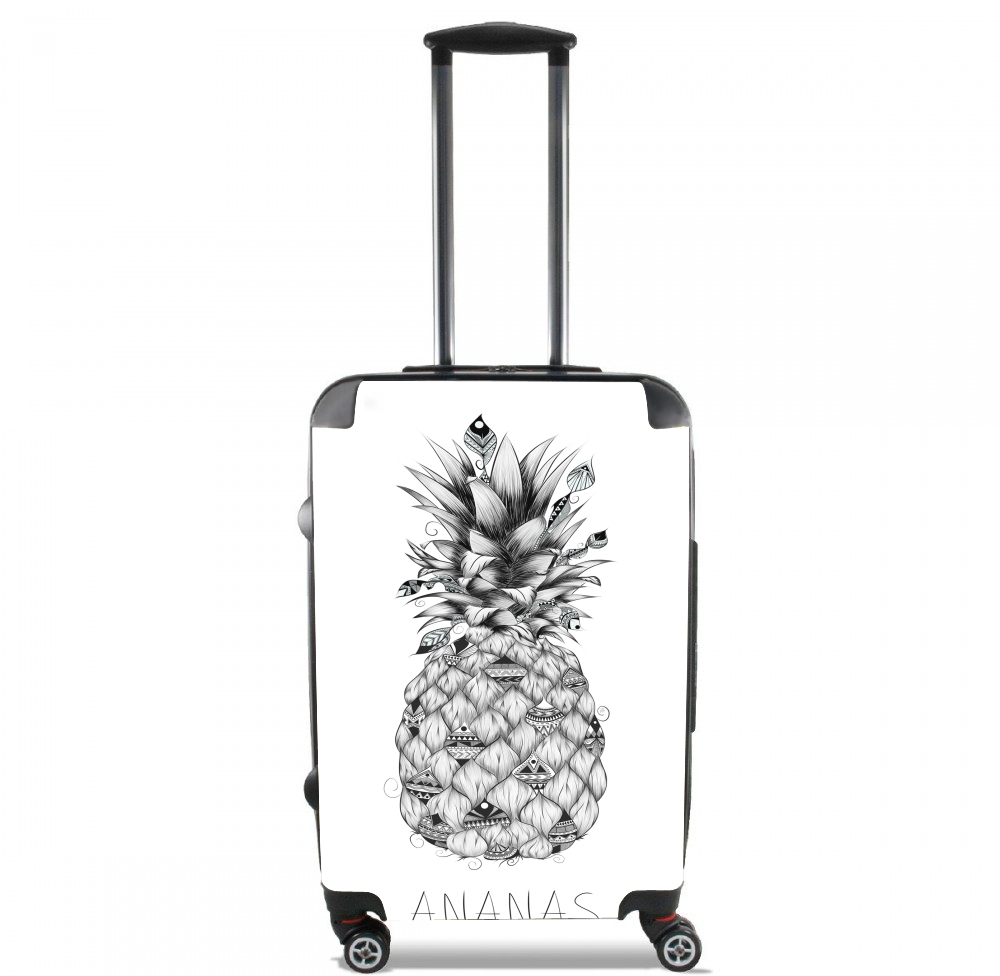 Valise bagage Cabine pour Ananas en noir et blanc