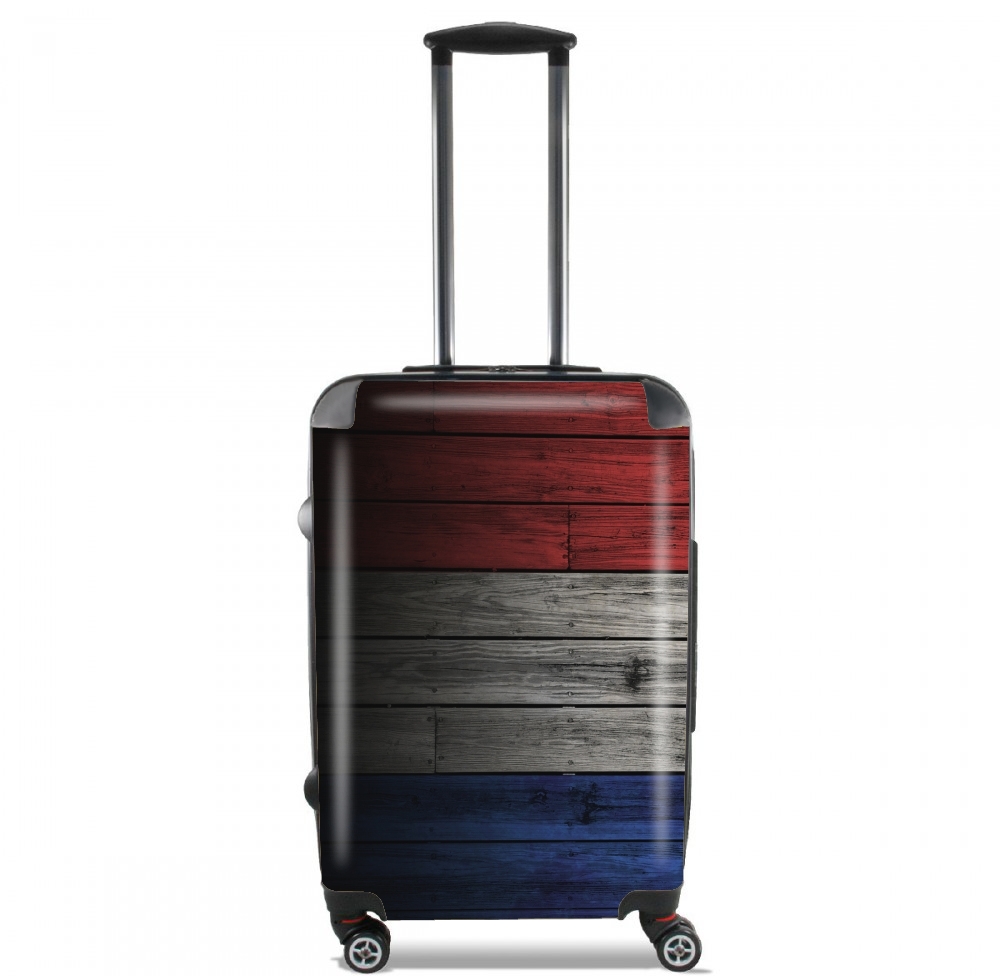 Valise bagage Cabine pour Drapeau France sur bois