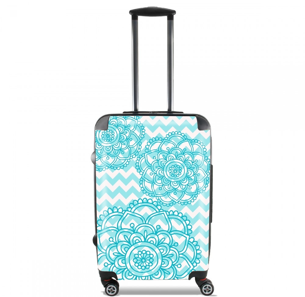 Valise trolley bagage L pour aqua chevrons and flowers