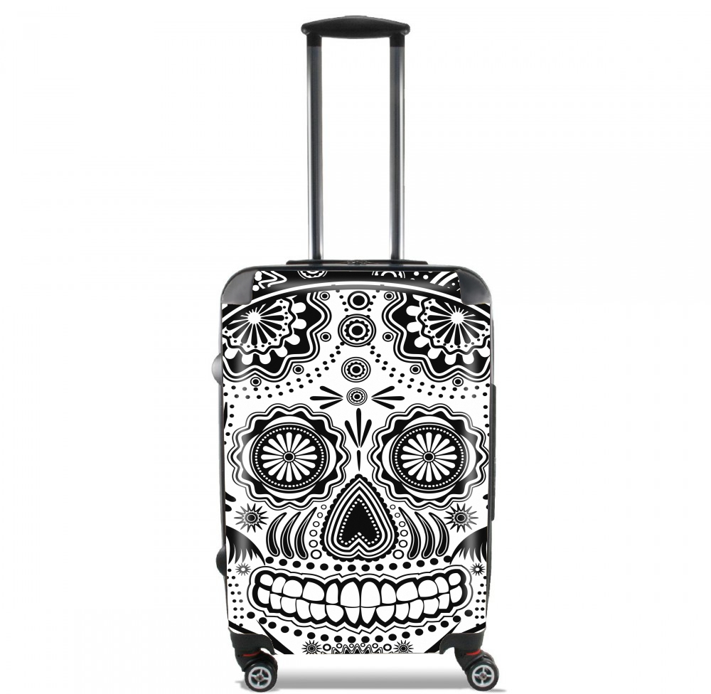 Valise trolley bagage L pour black and white sugar skull