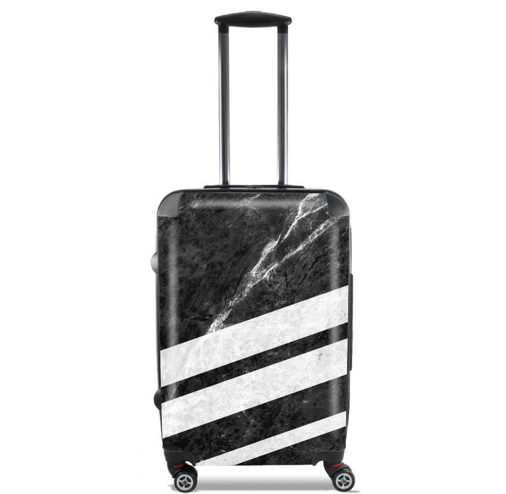 Valise trolley bagage L pour Black Striped Marble