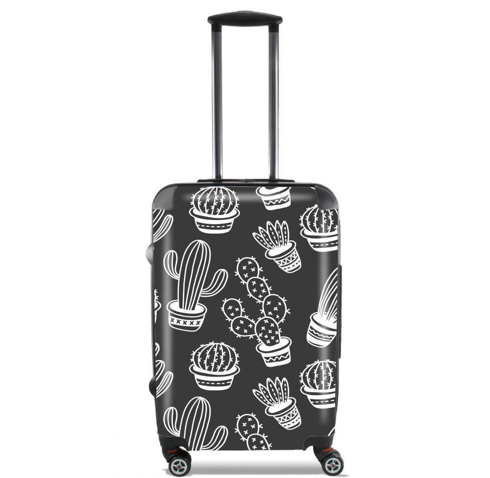 Valise trolley bagage L pour Cactus Pattern Black Vector