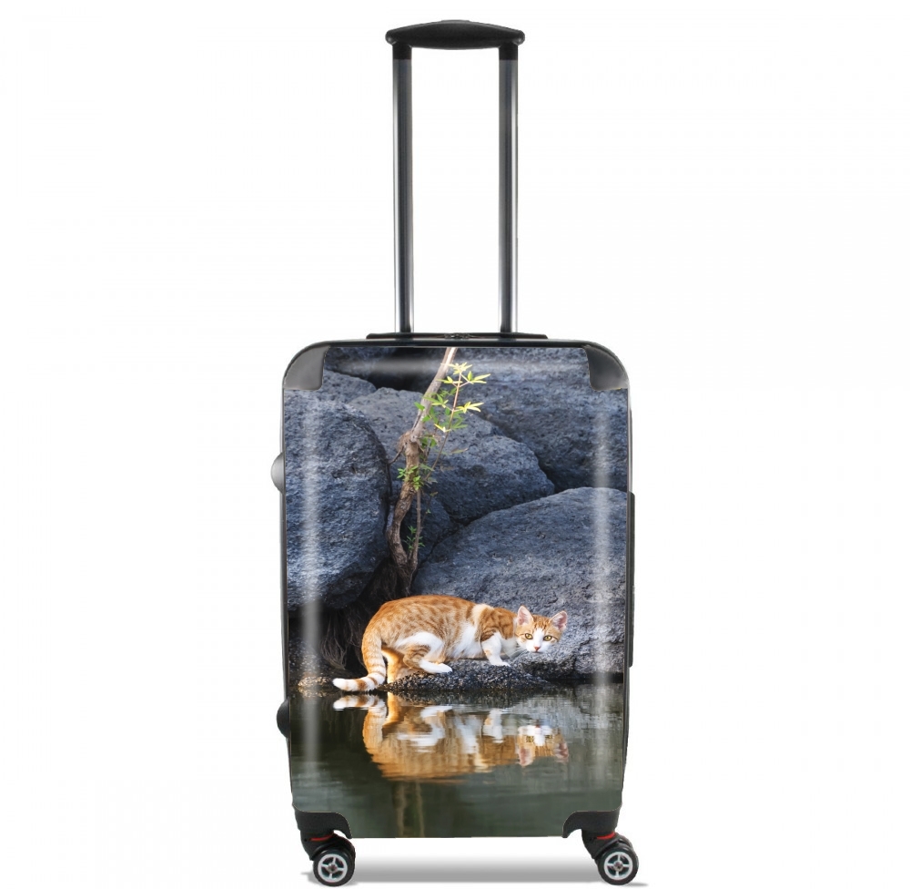 Valise trolley bagage L pour  Reflet chat dans l'eau d'un étang 