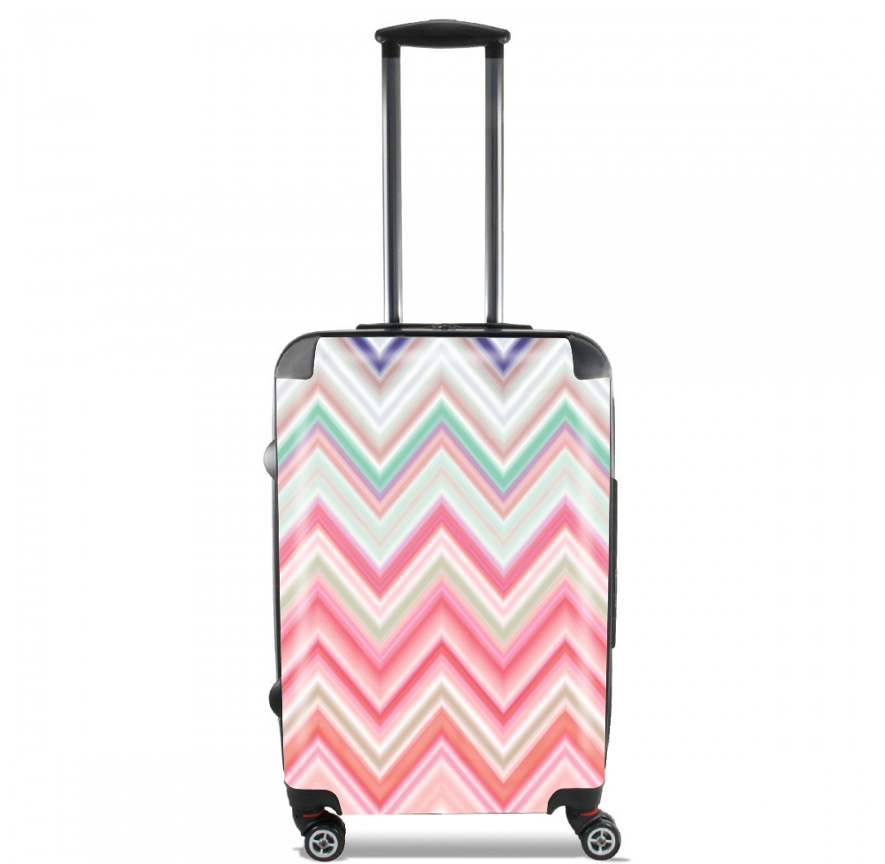 Valise trolley bagage L pour colorful chevron in pink