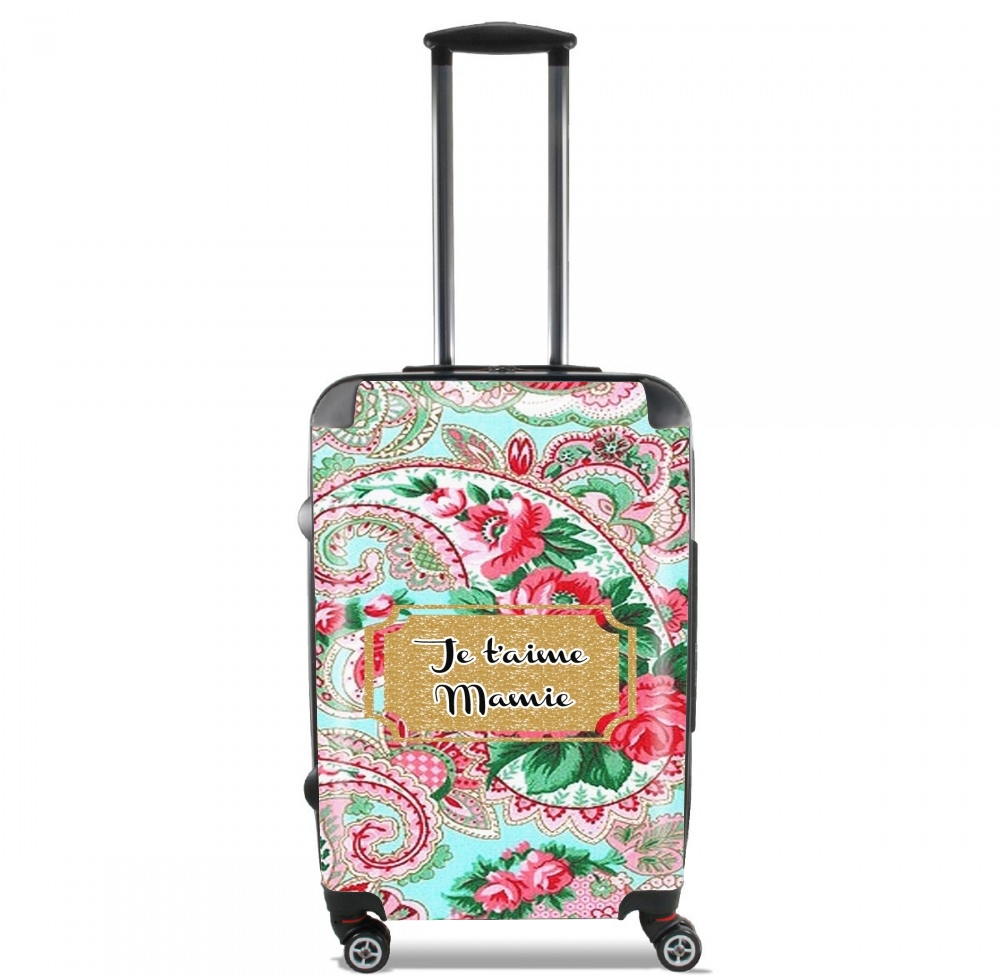 Valise trolley bagage L pour Floral Old Tissue - Je t'aime Mamie