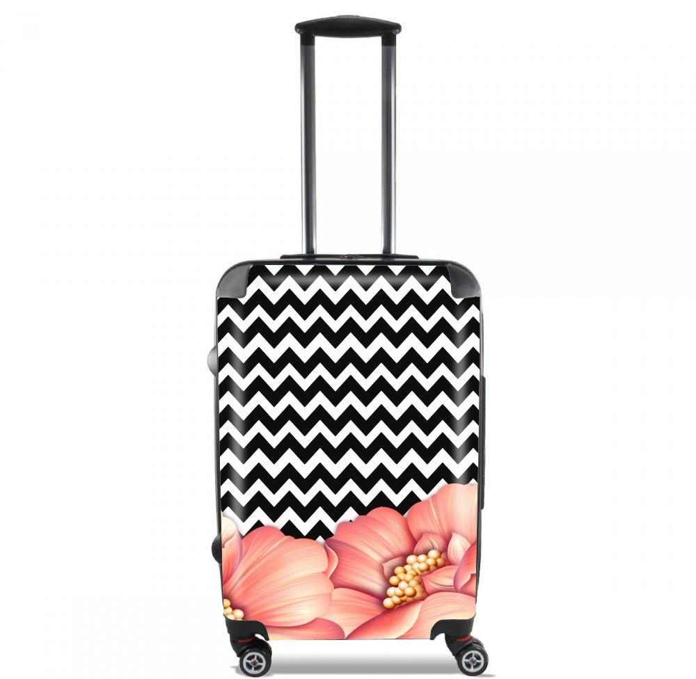 Valise trolley bagage L pour flower power and chevron