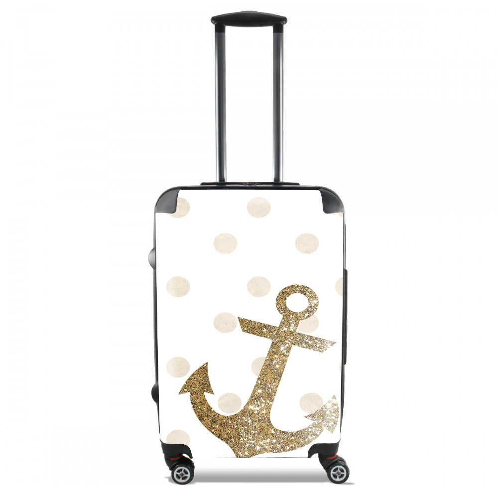 Valise trolley bagage L pour Glitter Anchor and dots in gold