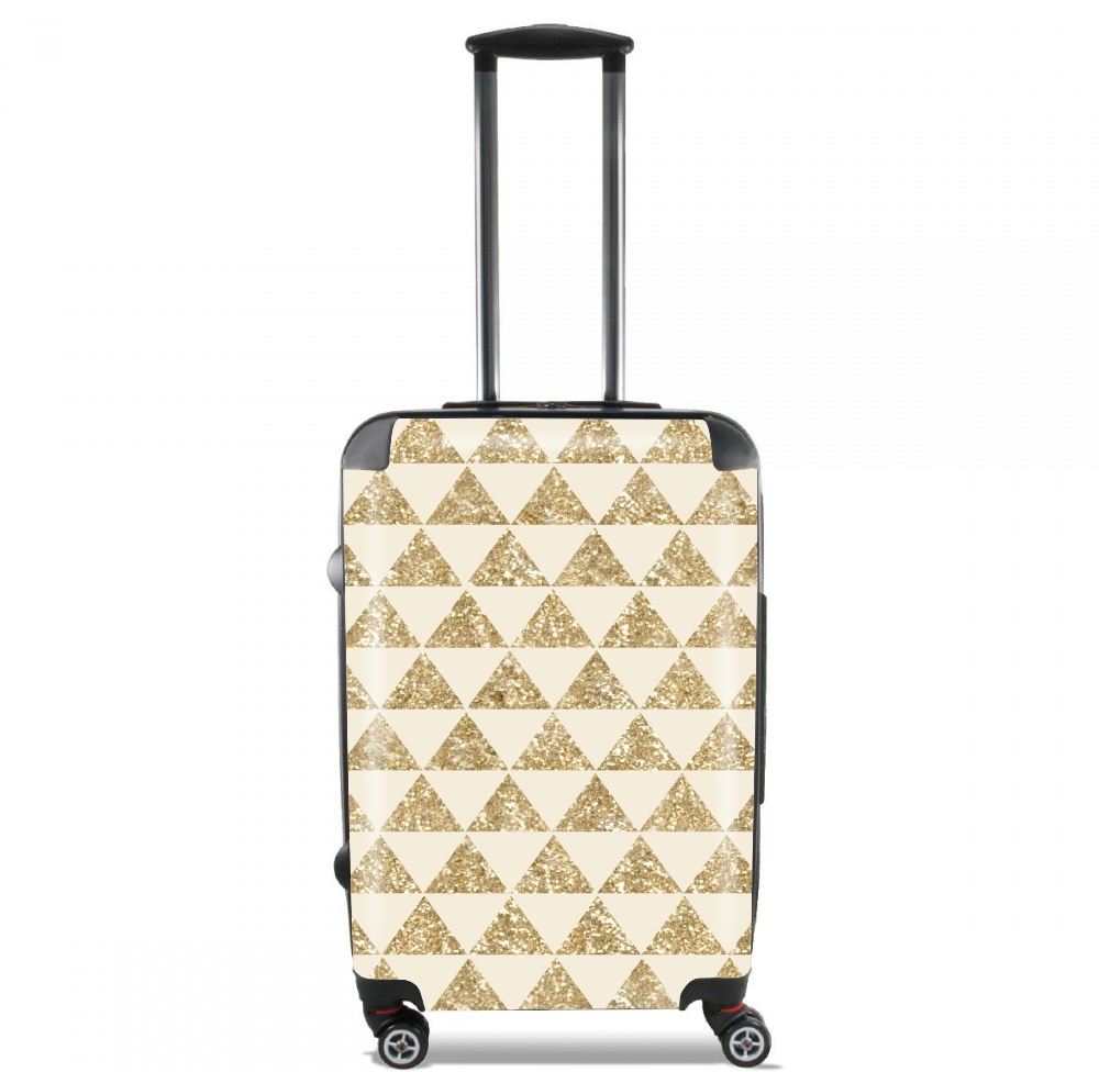 Valise trolley bagage L pour Glitter Triangles in Gold