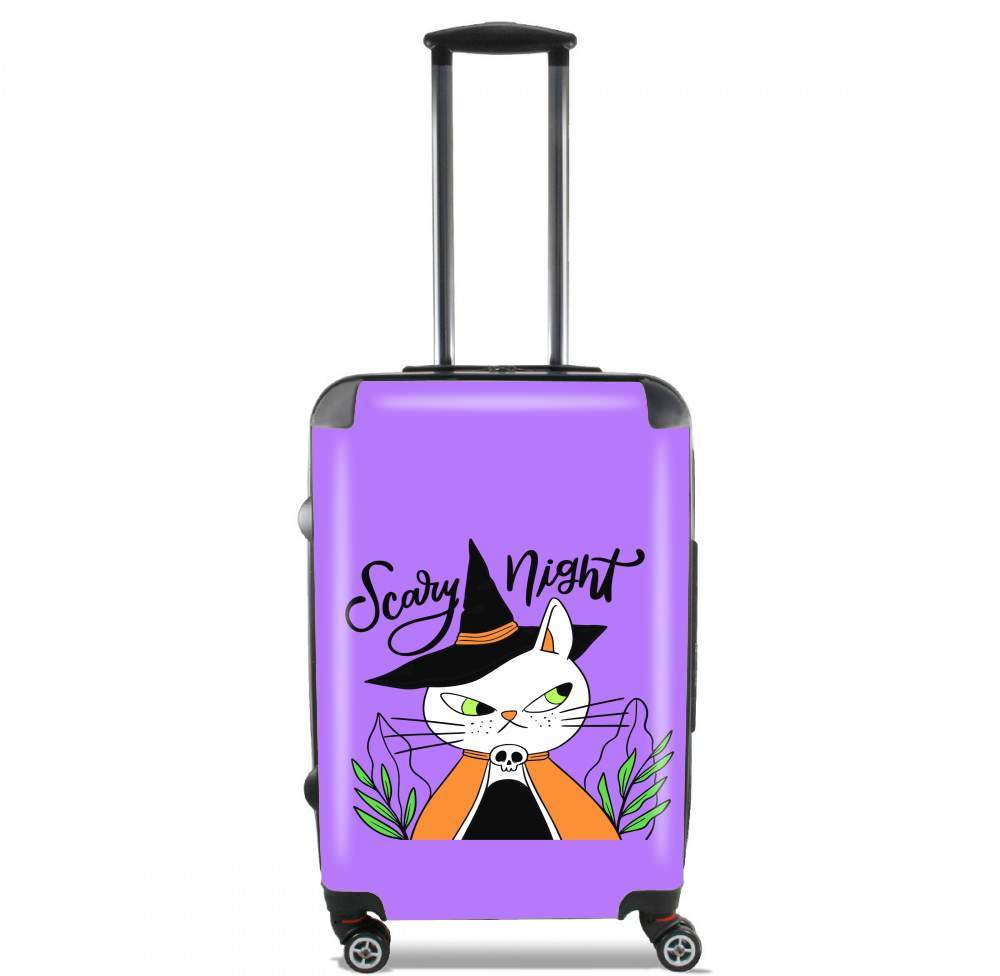 Valise trolley bagage L pour halloween cat sorcerer
