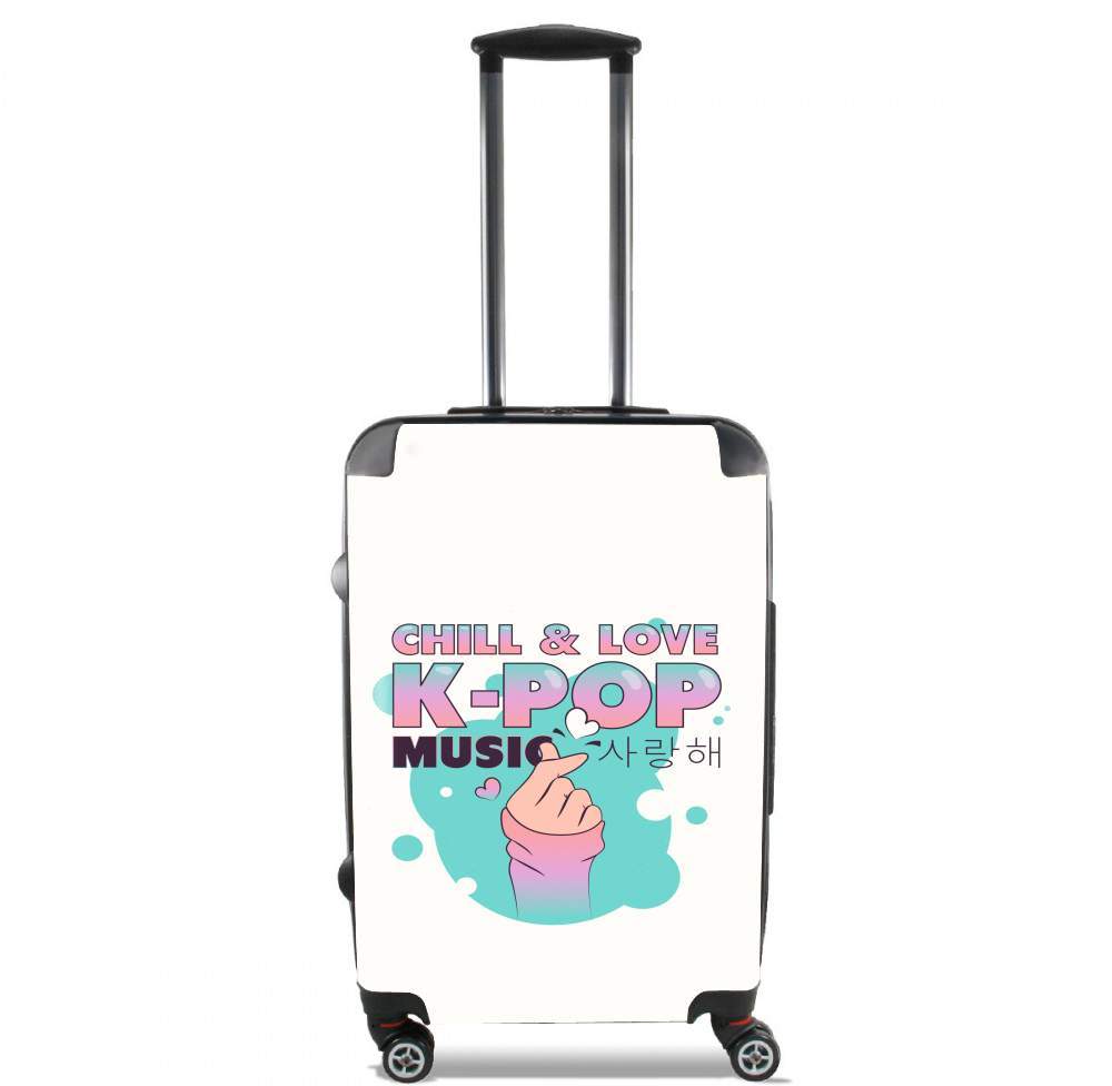 Valise trolley bagage L pour Hand Drawn Finger Heart Chill Love Music Kpop
