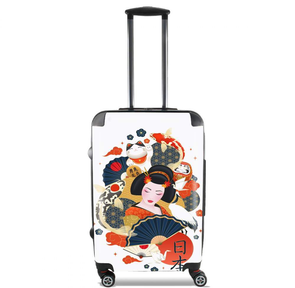 Valise trolley bagage L pour Japanese geisha surrounded with colorful carps