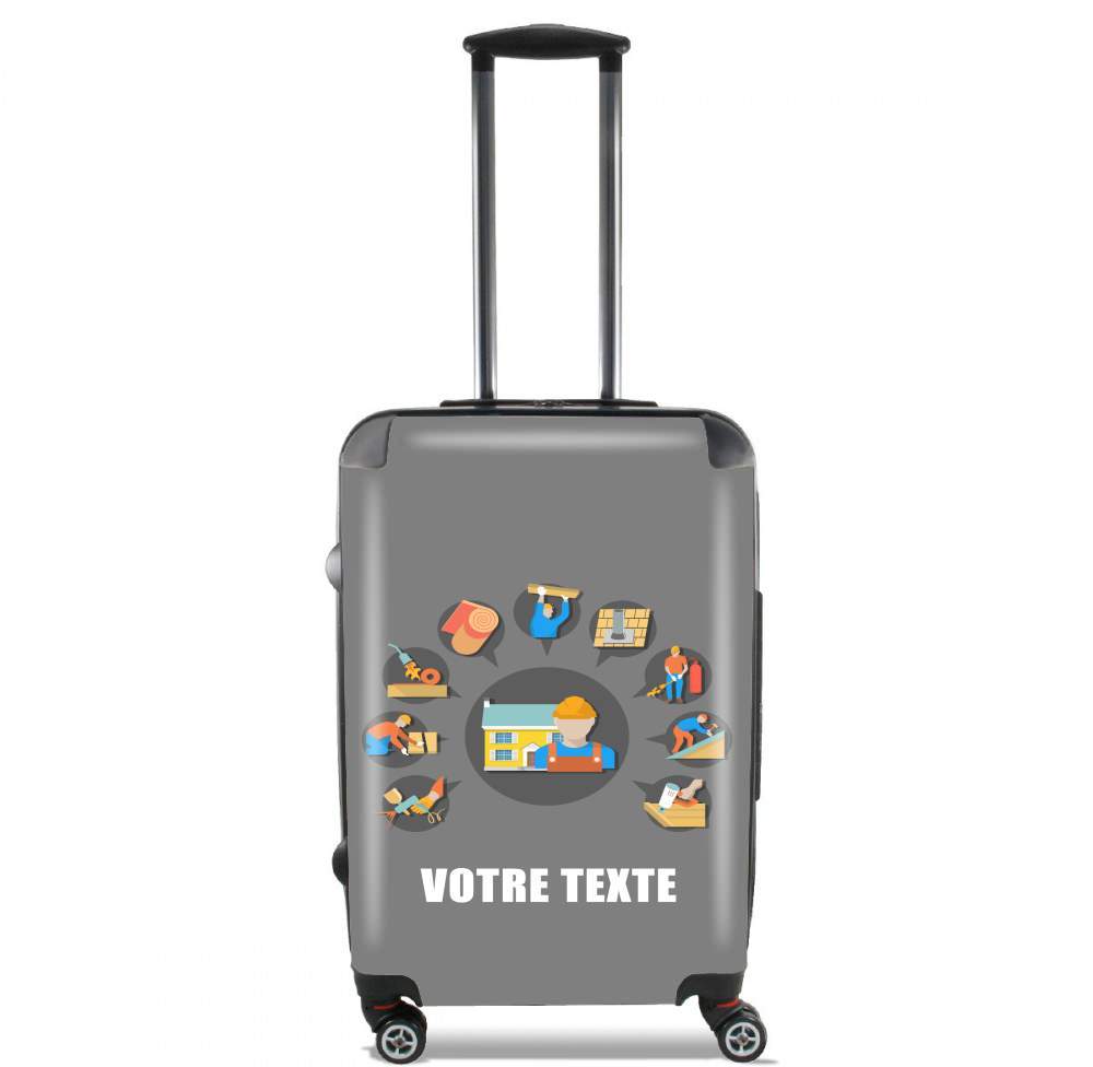 Valise trolley bagage L pour Logo couvreur toiture avec texte personnalisable