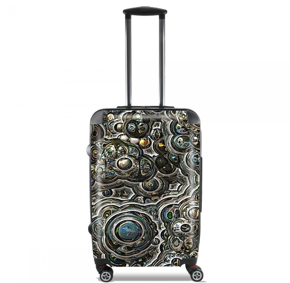 Valise trolley bagage L pour Silver glitter bubble cells