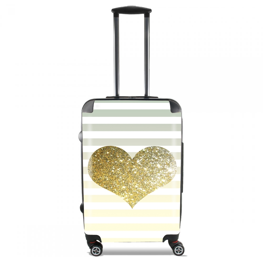 Valise trolley bagage L pour Sunny Gold Glitter Heart