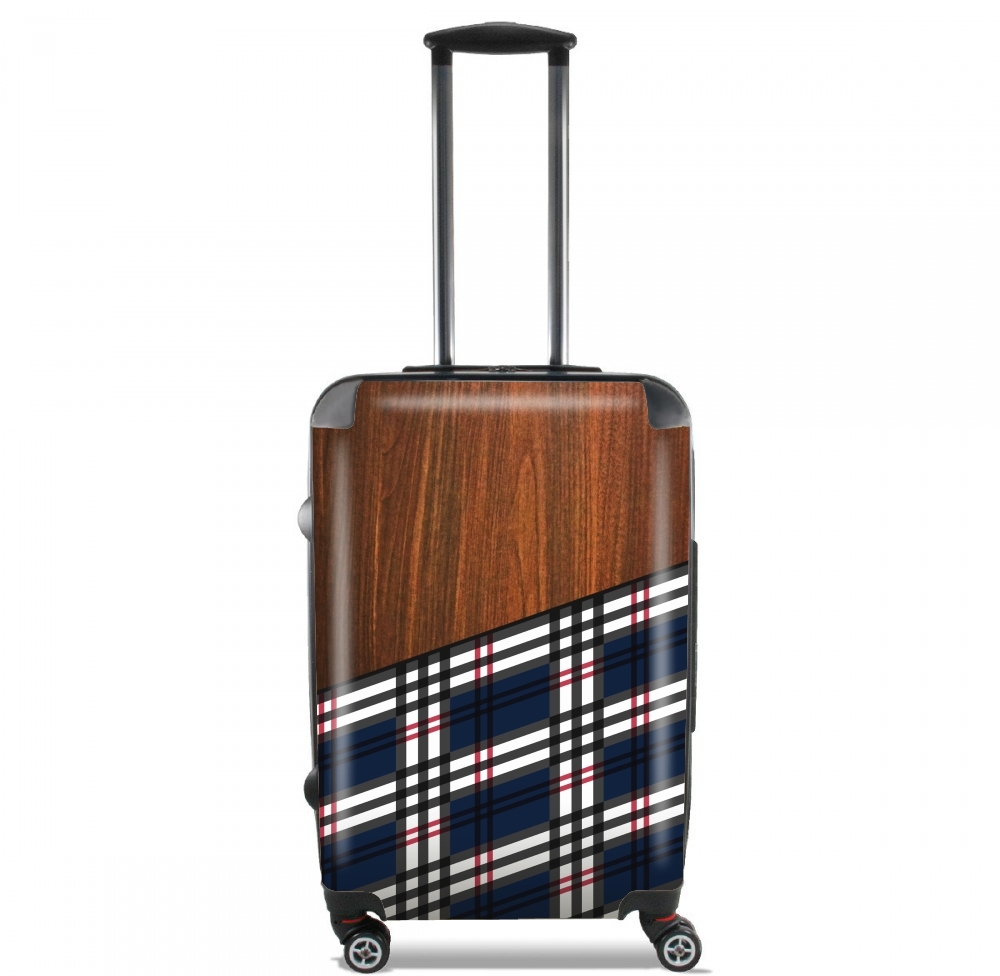 Valise trolley bagage L pour Wooden Scottish Tartan