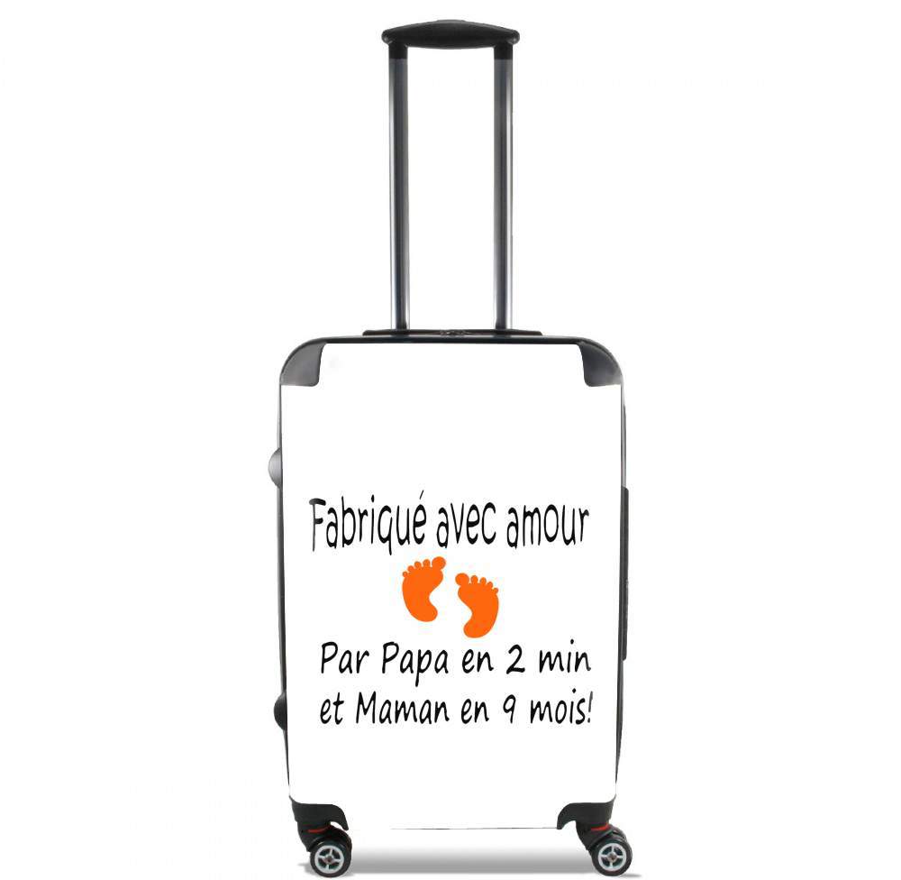 Valise trolley bagage XL pour Fabriqué avec amour Papa en 2 min et maman en 9 mois