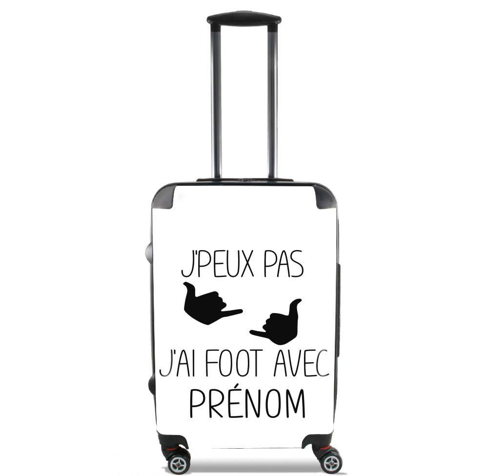 Valise trolley bagage XL pour Je peux pas j'ai foot avec Prénom - A personnaliser