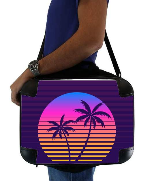 Sacoche Ordinateur 15" pour Classic retro 80s style tropical sunset