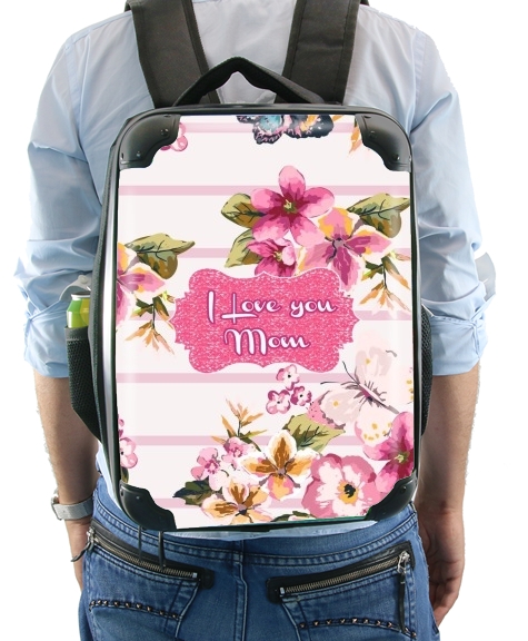 Sac à dos pour Pink floral Marinière - Love You Mom