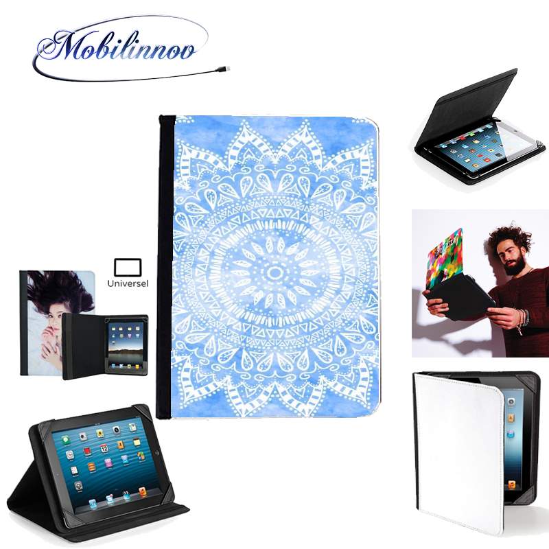 Étui Universel Tablette pour Bohemian Flower Mandala in Blue