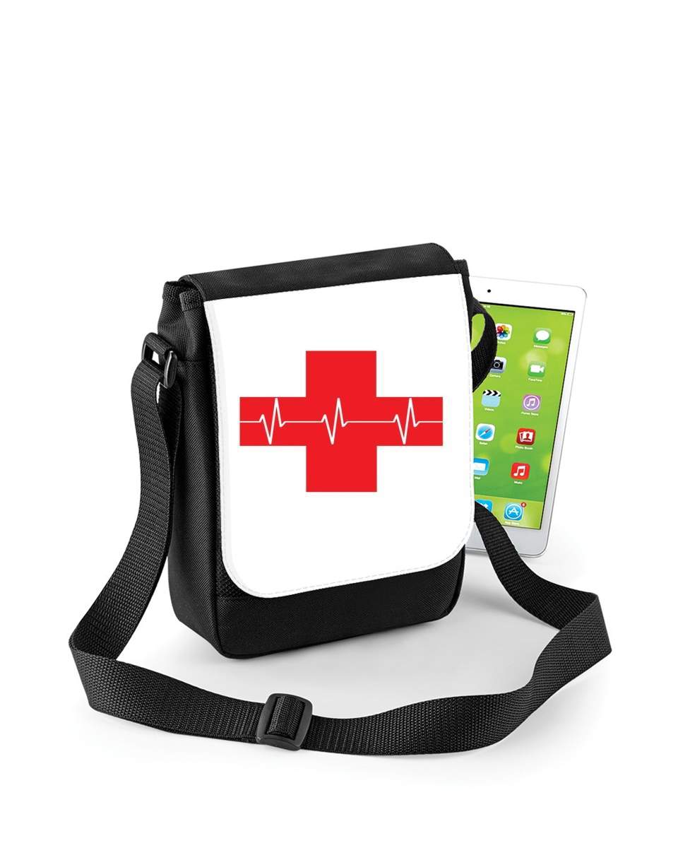 Mini Sac - Pochette unisexe pour Croix de secourisme EKG Heartbeat