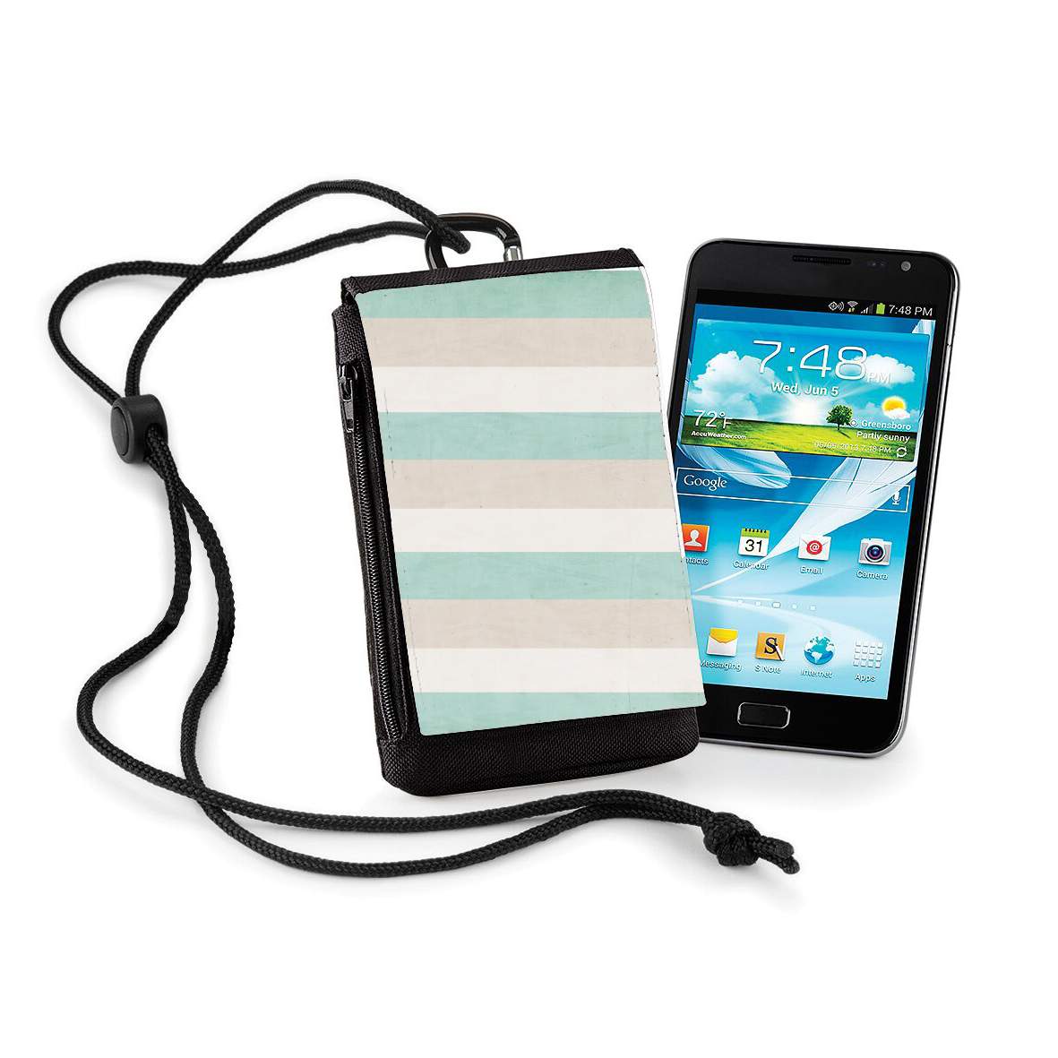 Pochette de téléphone - Taille XL pour aqua and sand stripes