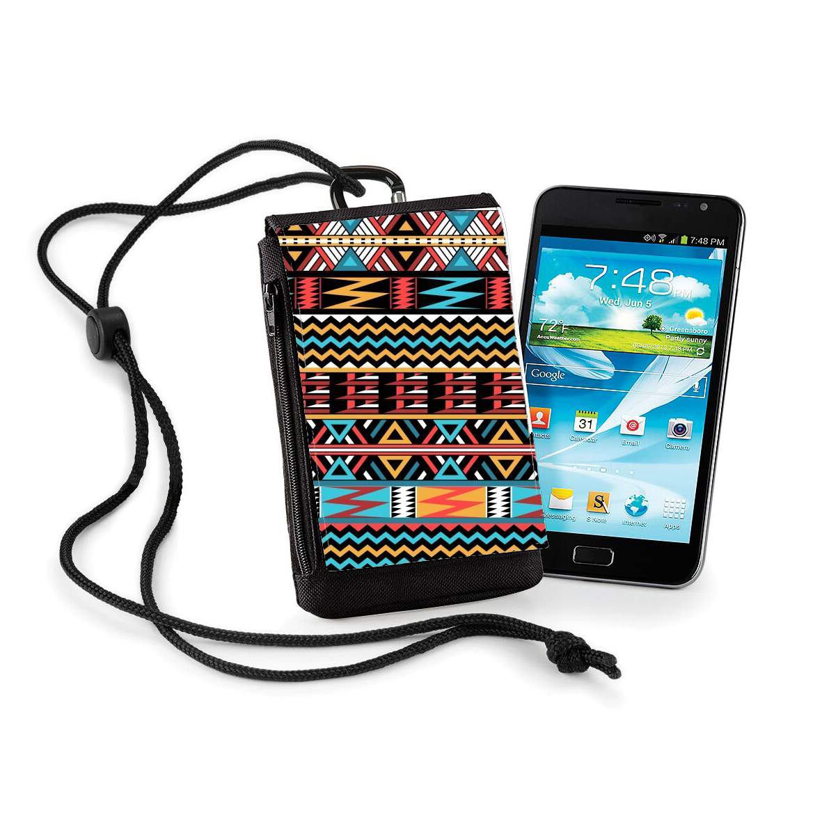 Pochette de téléphone - Taille XL pour aztec pattern red Tribal