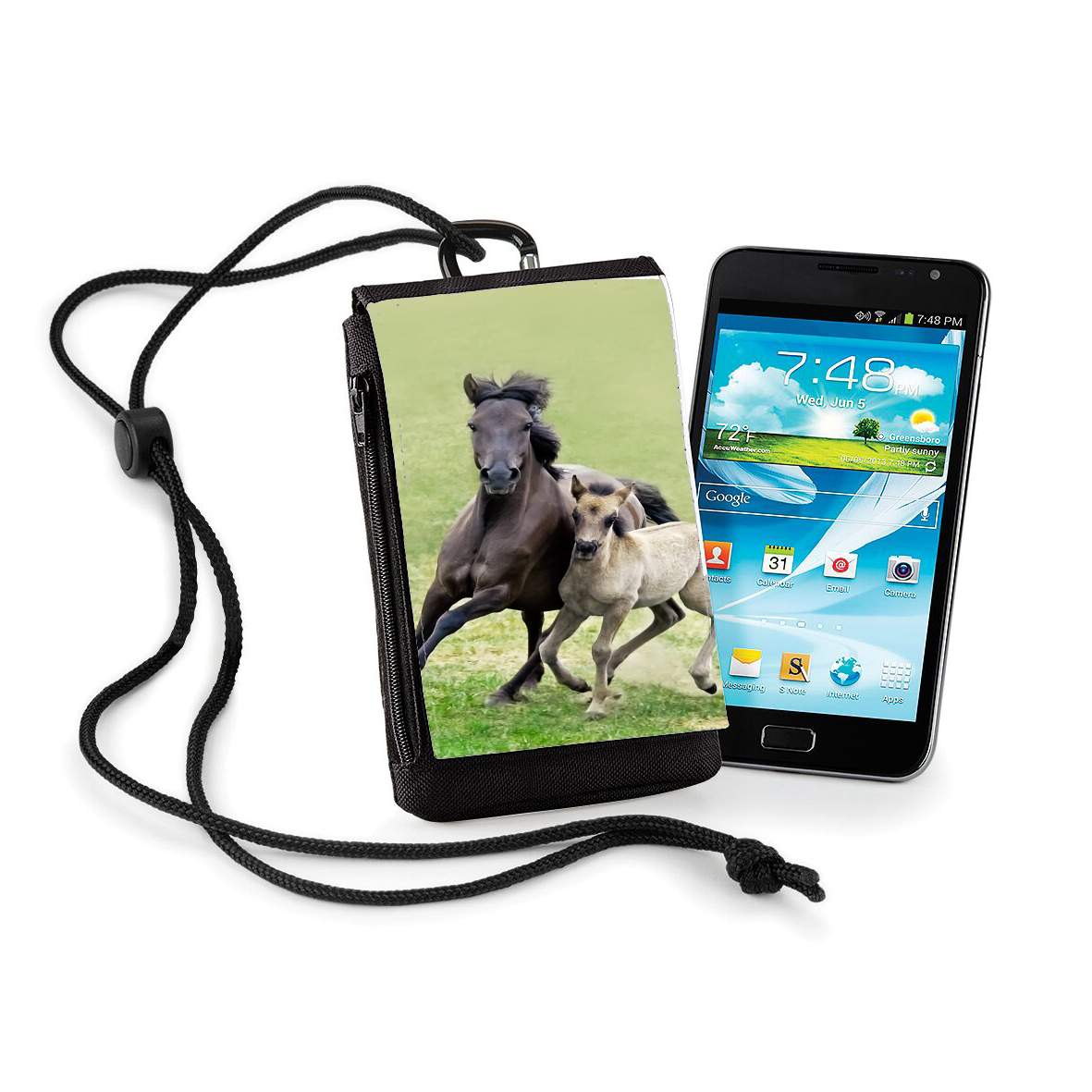 Pochette de téléphone - Taille XL pour Chevaux poneys poulain