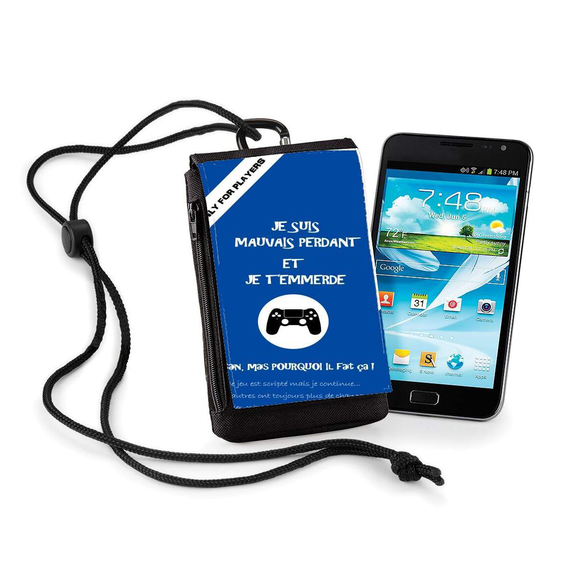 Pochette de téléphone - Taille XL pour Mauvais perdant - Bleu Playstation