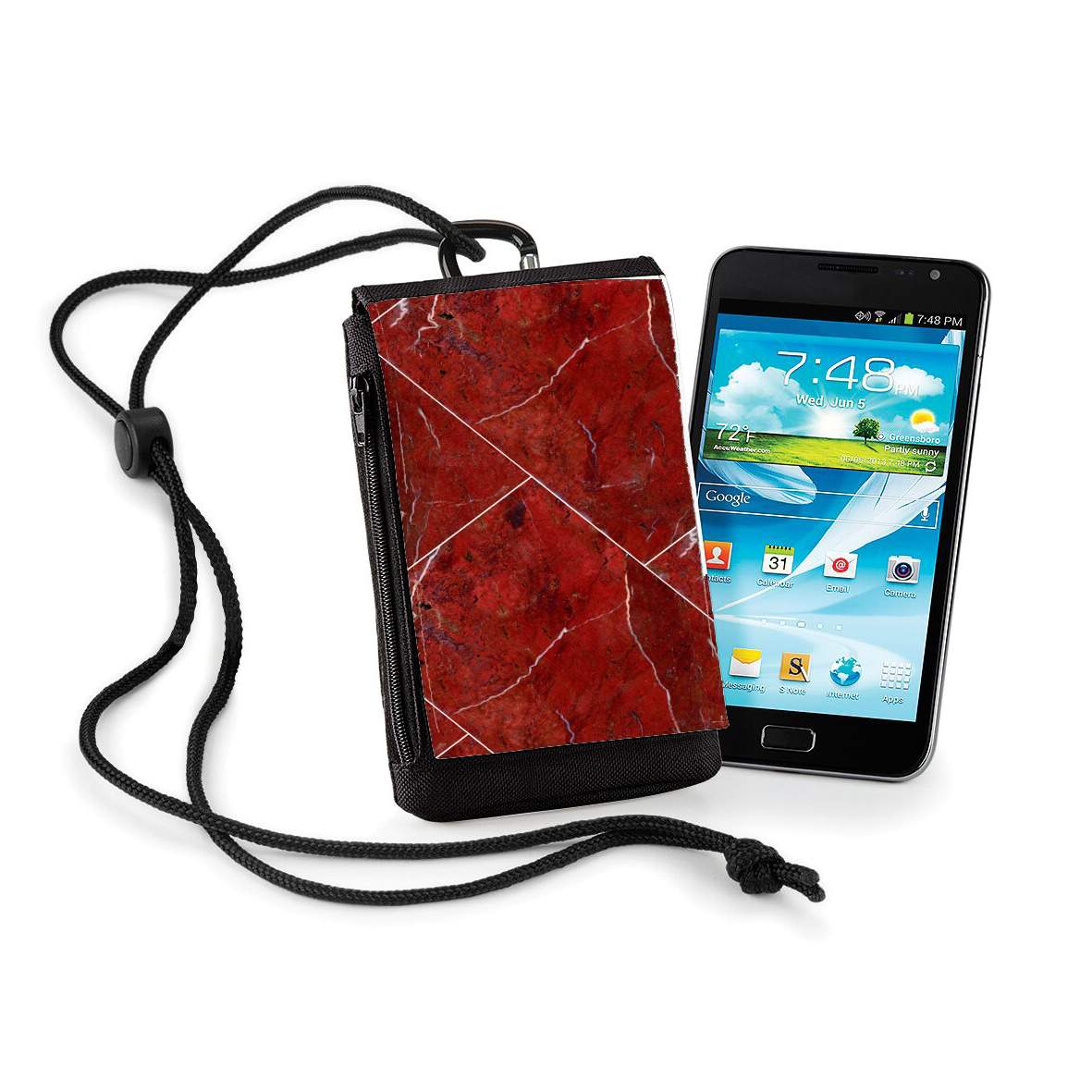 Pochette de téléphone - Taille XL pour Minimal Marble Red