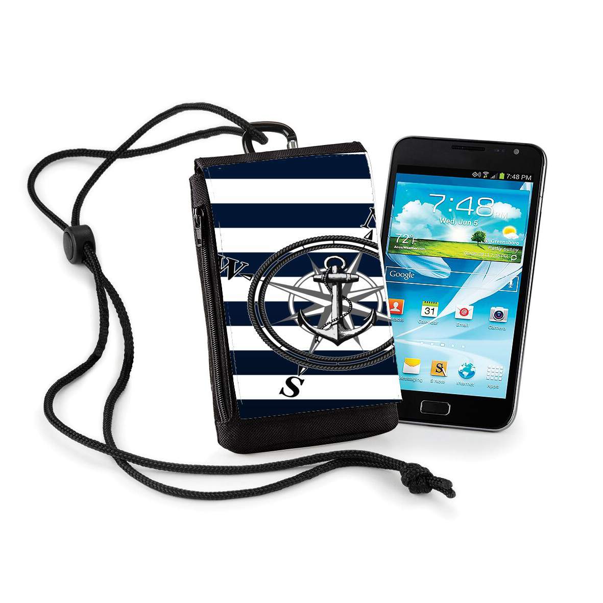 Pochette de téléphone - Taille XL pour Navy Striped Nautica