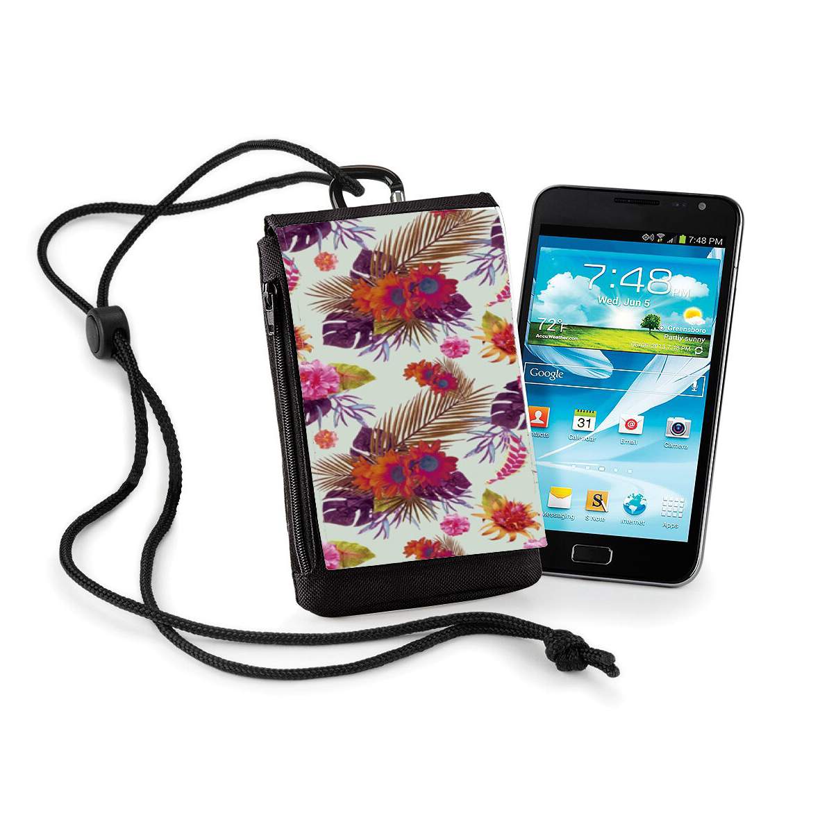 Pochette de téléphone - Taille XL pour Fleur passion tropicale