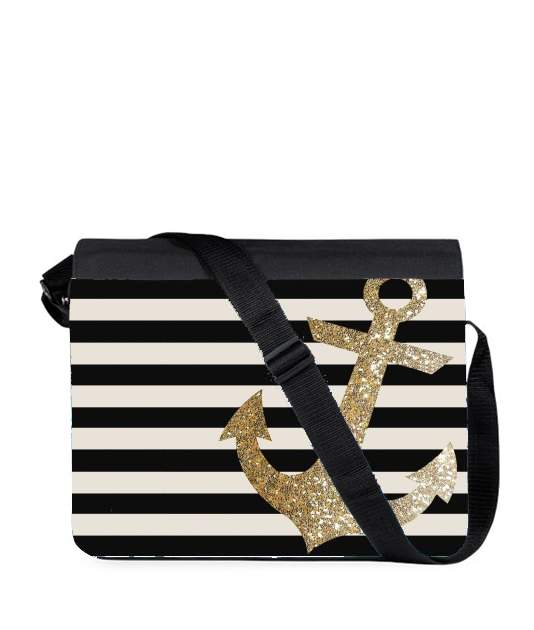Sac bandoulière - besace pour gold glitter anchor in black