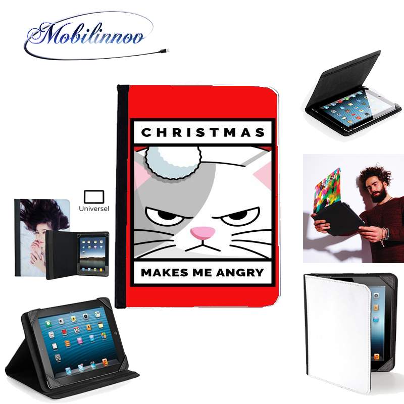 Étui Universel Tablette 7 pouces pour Christmas makes me Angry cat