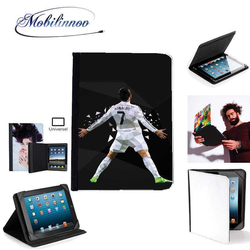 Étui Universel Tablette 7 pouces pour Cristiano Ronaldo Celebration Piouuu GOAL Abstract ART