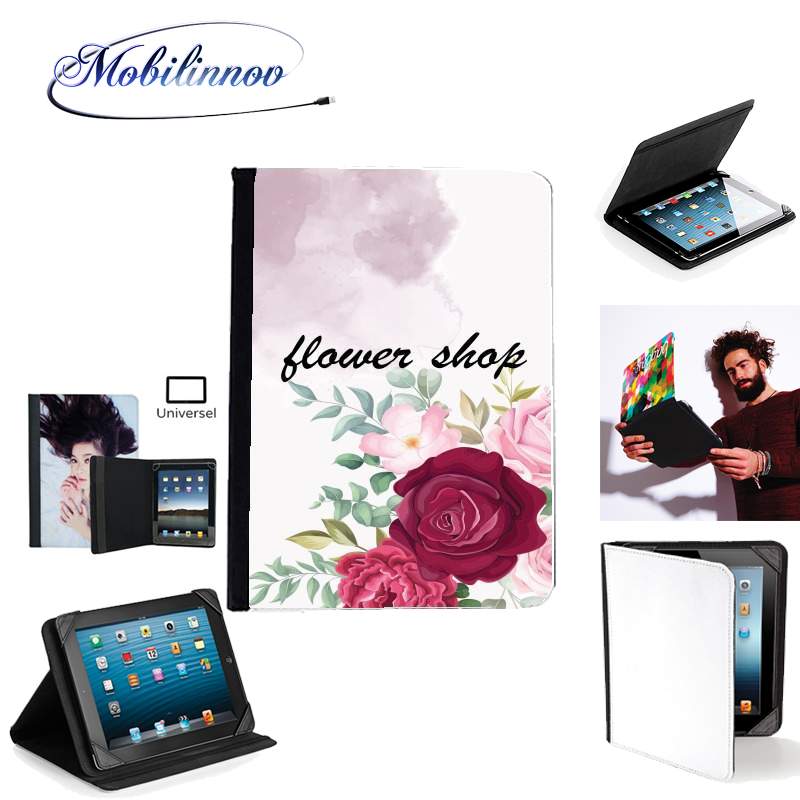Étui Universel Tablette 7 pouces pour Logo Fleuriste avec texte personnalisable