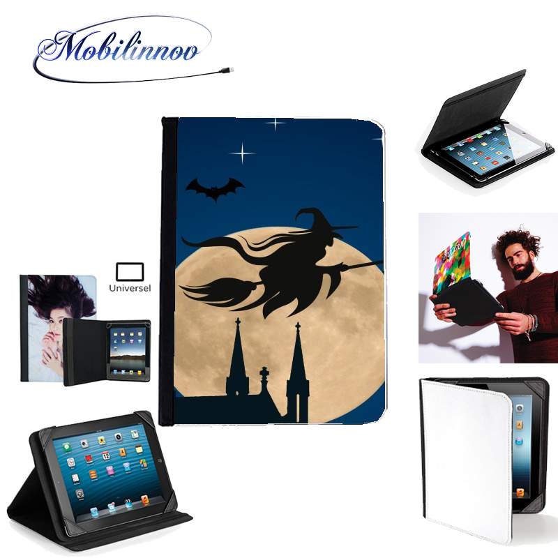Étui Universel Tablette 7 pouces pour Halloween Pleine Lune avec sorcière