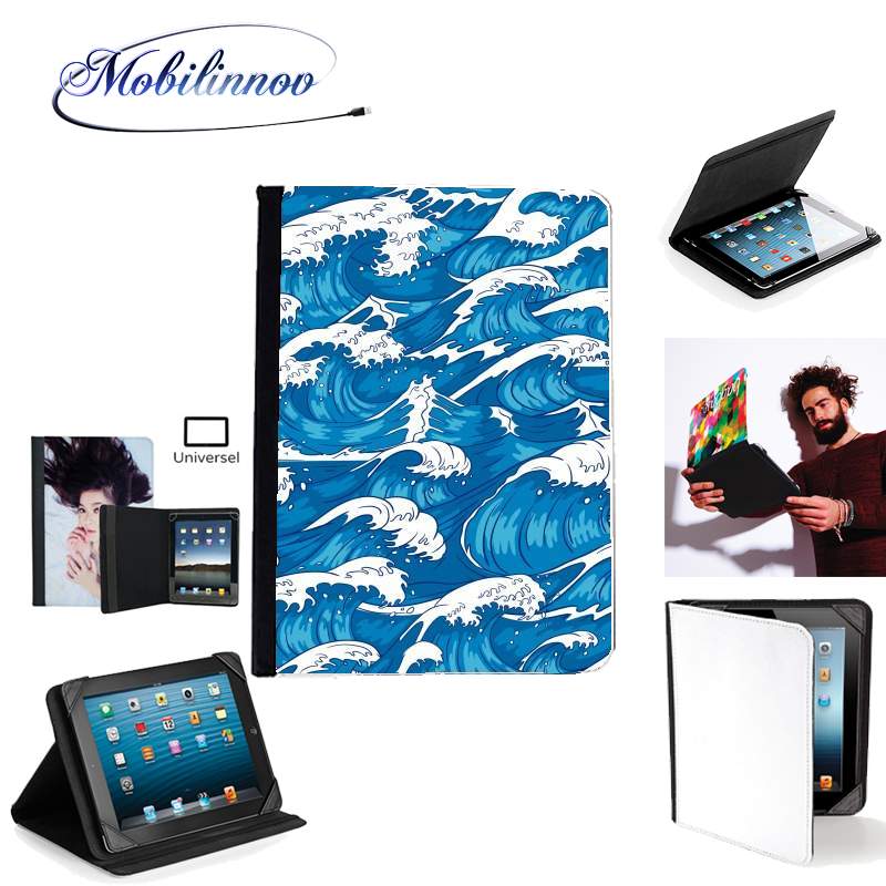 Étui Universel Tablette 7 pouces pour Storm waves seamless pattern ocean