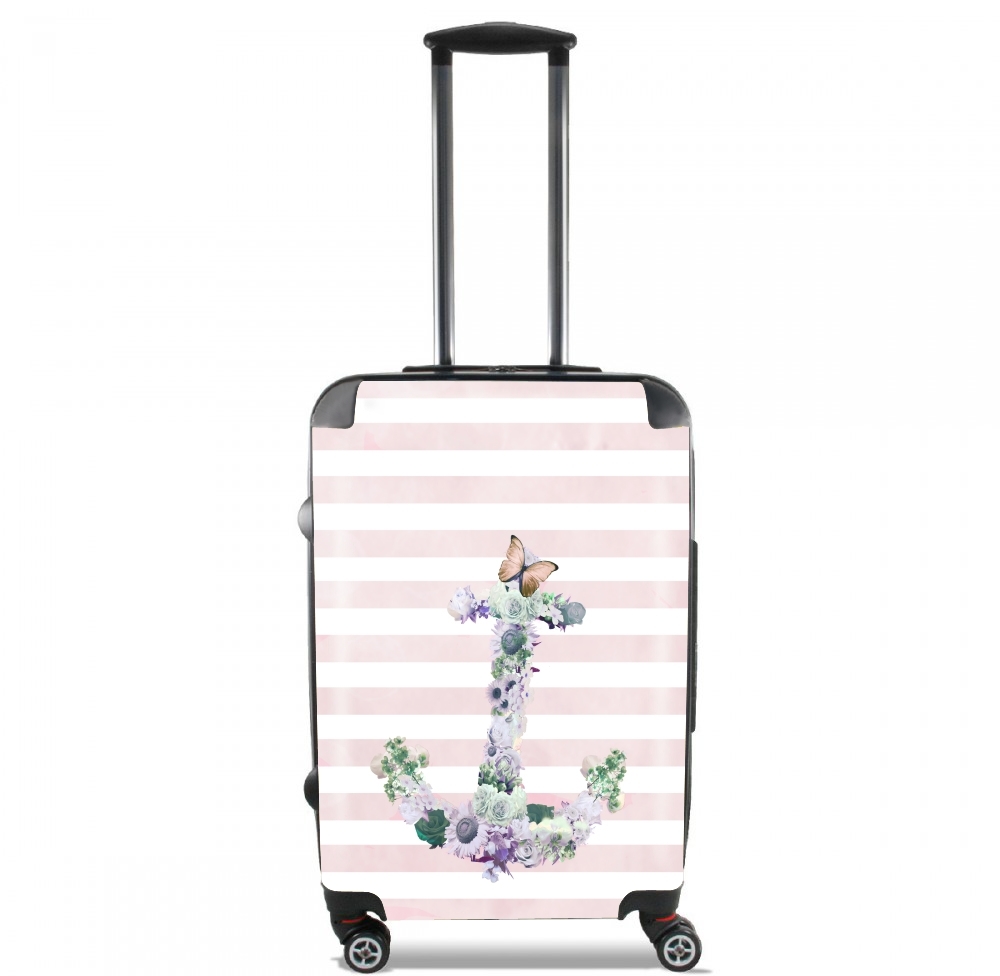 Valise trolley bagage L pour Marinière florale Rose