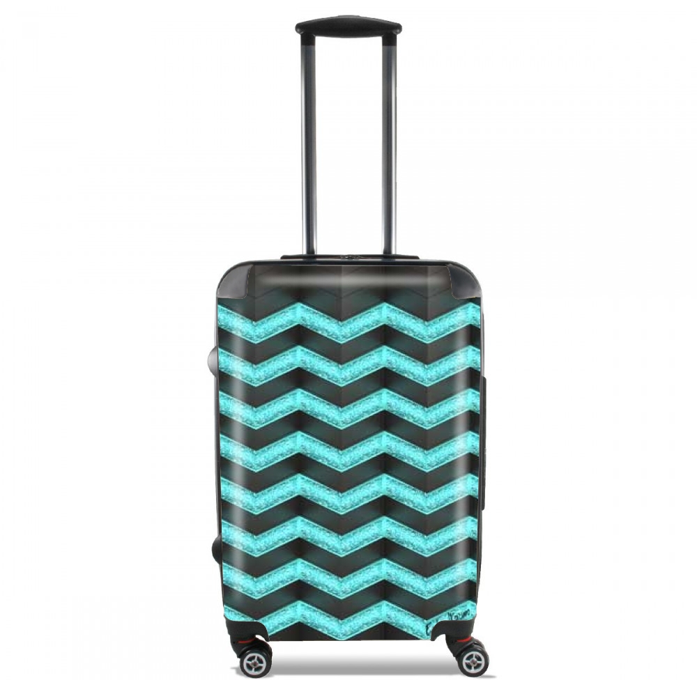 Valise trolley bagage XL pour Chevron scintillement Bleu
